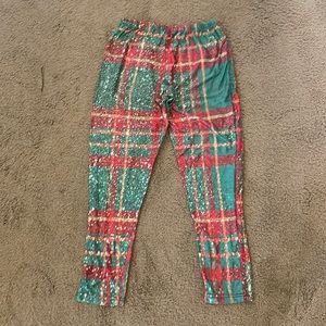 Leggings, Christmas plaid. OS